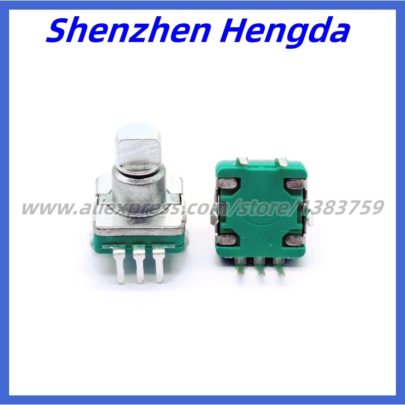 1PCS EC11 Thin Rotary Encoder With Button 30 Positioning 15 Pulse 10mm Half Axis Audio Digital Potentiometer 5-Pins