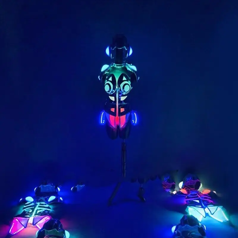 Neue Frauen Sexy Led Kostüm Damen Leuchten Trikot Raum Tanz Kleid Mädchen Disco Glowing Anzug Cosplay Weiß Overall Set
