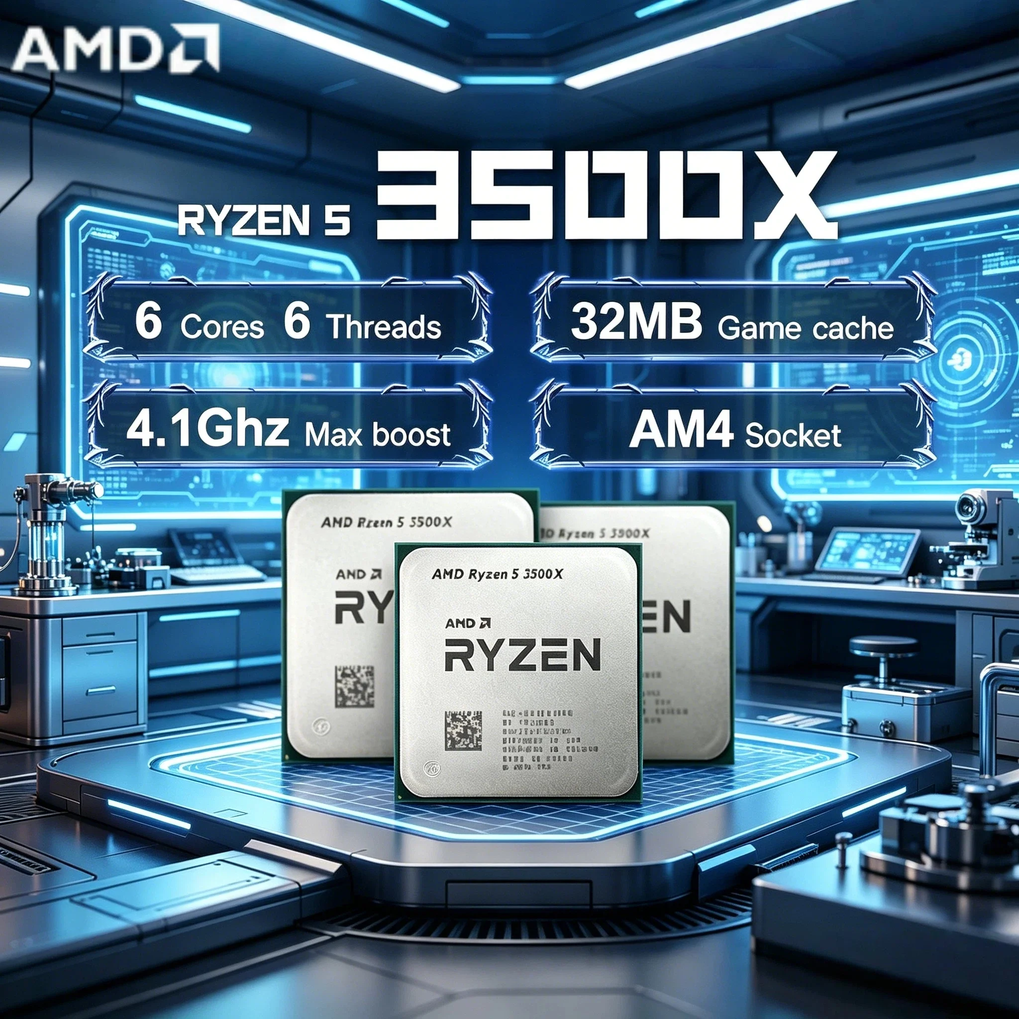 

AMD Ryzen 5 3500X R5 3500X 3.6GHz Six Core Six Thread CPU Processor 7NM 65W L3 32M Socket AM4 Without Package Pro Max Ultra