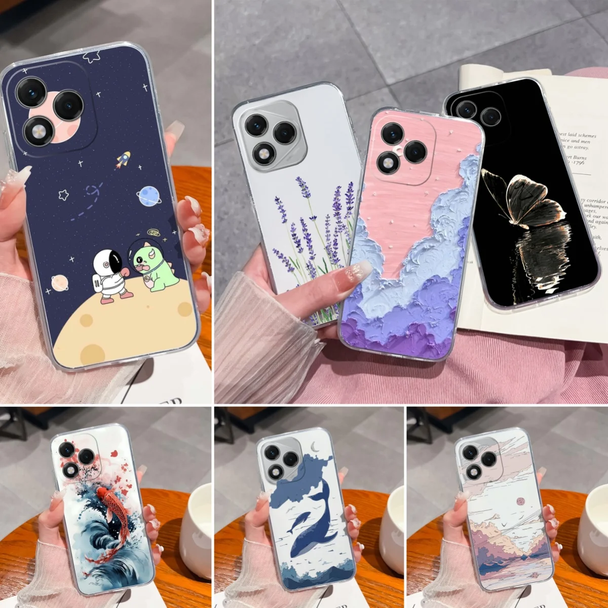 

Ультратонкий прозрачный чехол для телефона Honor 400 Lite 6,7 дюйма, красивый узор кои, мягкий силиконовый чехол, новое обновление, защитные чехлы для объектива