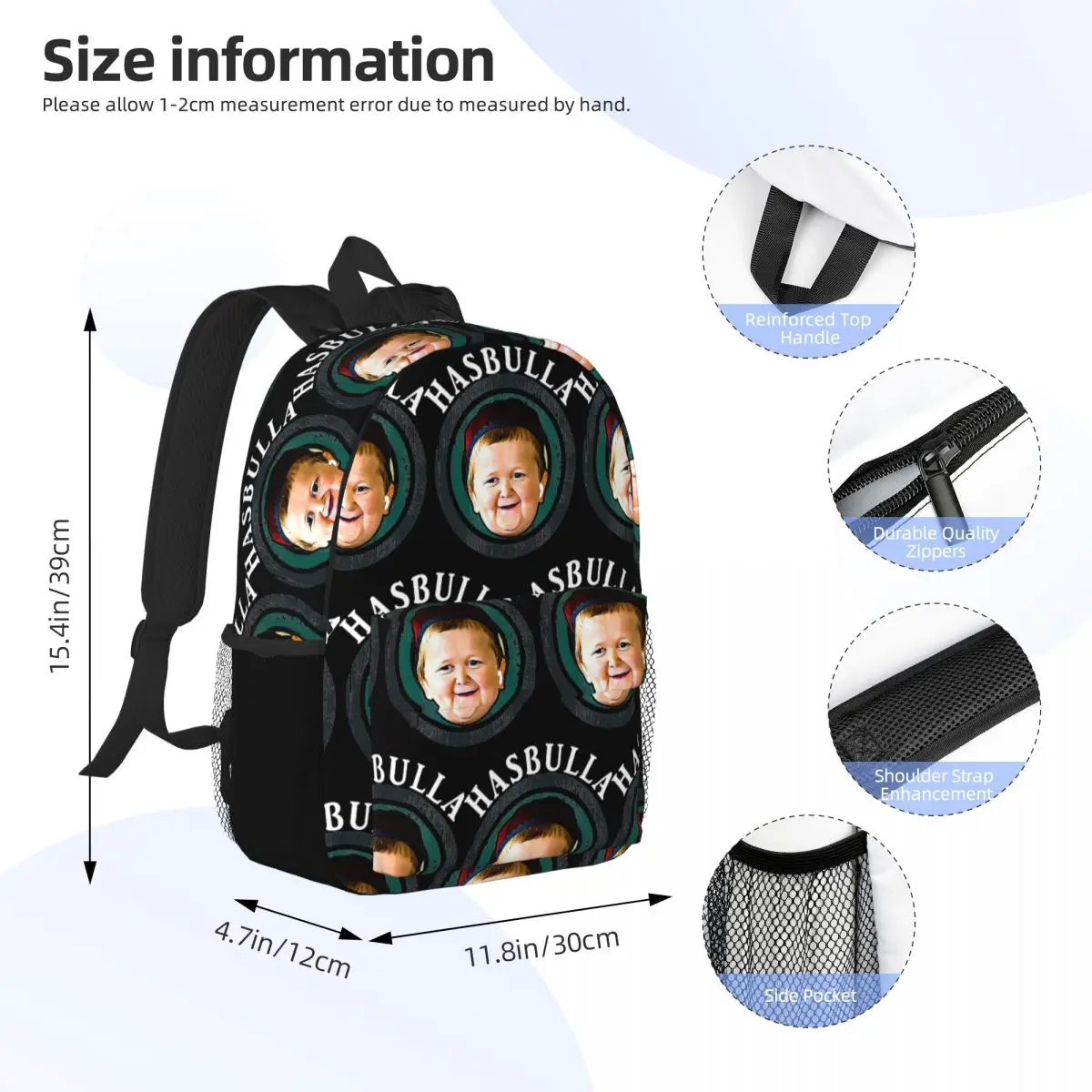 Funny Hasbulla Magomedov Hasbullah Smile Classic Backpack Student Boys Girls BookBag Men Women School Bag Computer Shoulder Bags