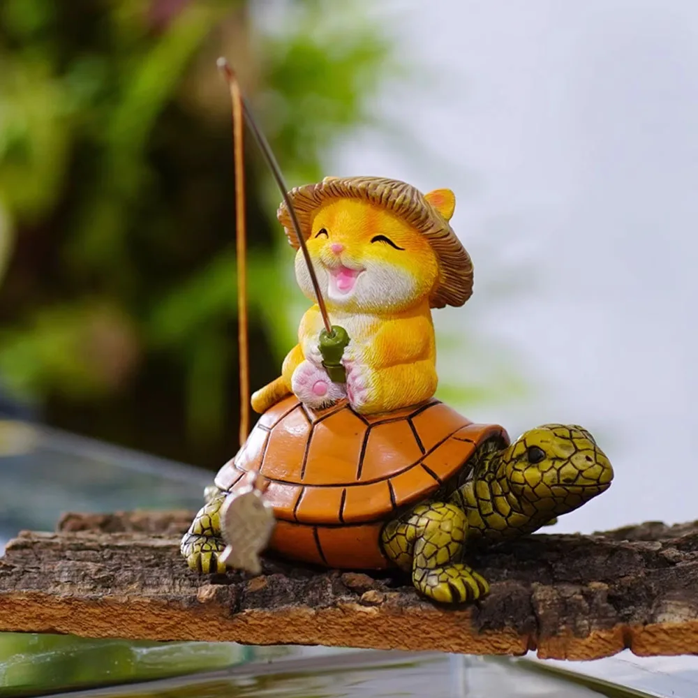 Creative Resin Kitten Sculpture Ornaments Outdoor Courtyard Landscaping Rockery Micro Landscape Crafts Garden Decoration