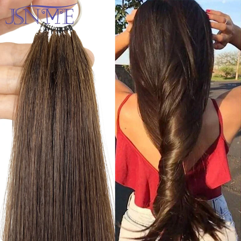 Extensiones de cabello humano Natural Remy para mujer, mechones de pelo liso de microplumas de tercera generación, Color negro, marrón y Rubio, 613