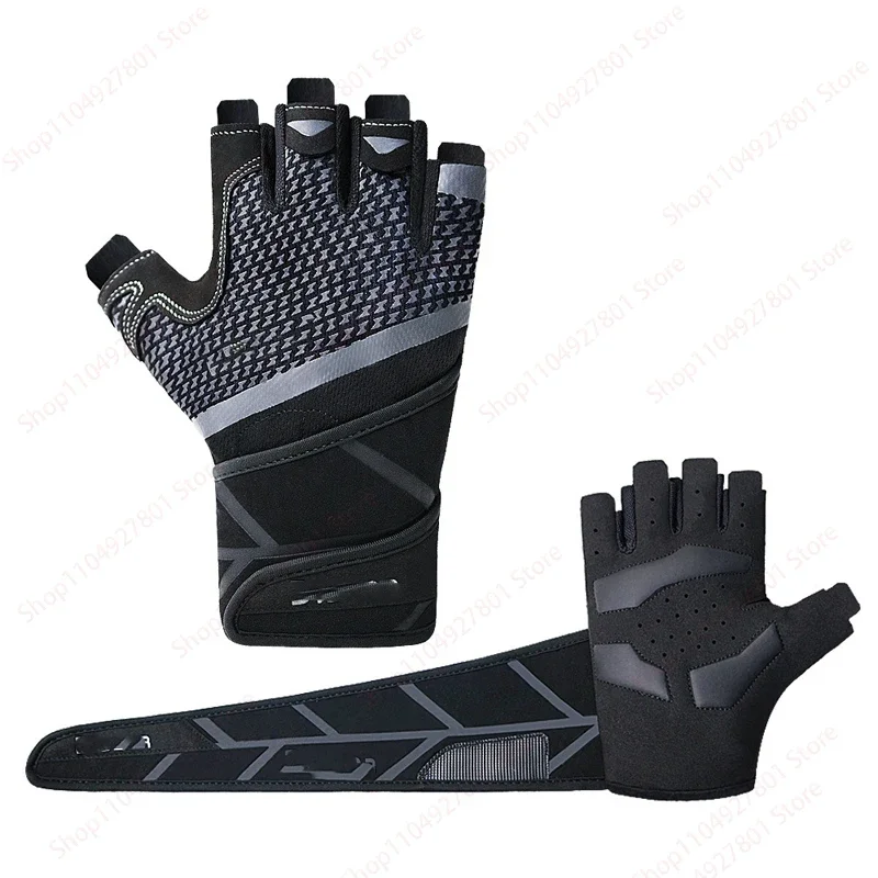 Motorcycle Riding Equipment Fitness Sports Half-finger Gloves Extended Wrist Strap Protection Non-slip and Breathable