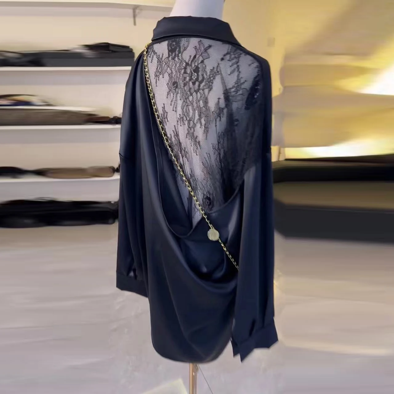2025 new sexy pure desire cardigan backless lace loungewear nightgown high sense loose and thin pajamas women
