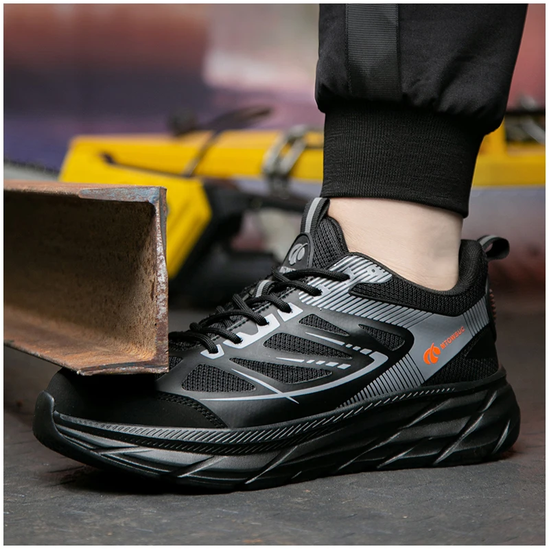 men fashion breathable steel toe caps work safety shoes worker tooling security boots air mesh summer safe footwear protection
