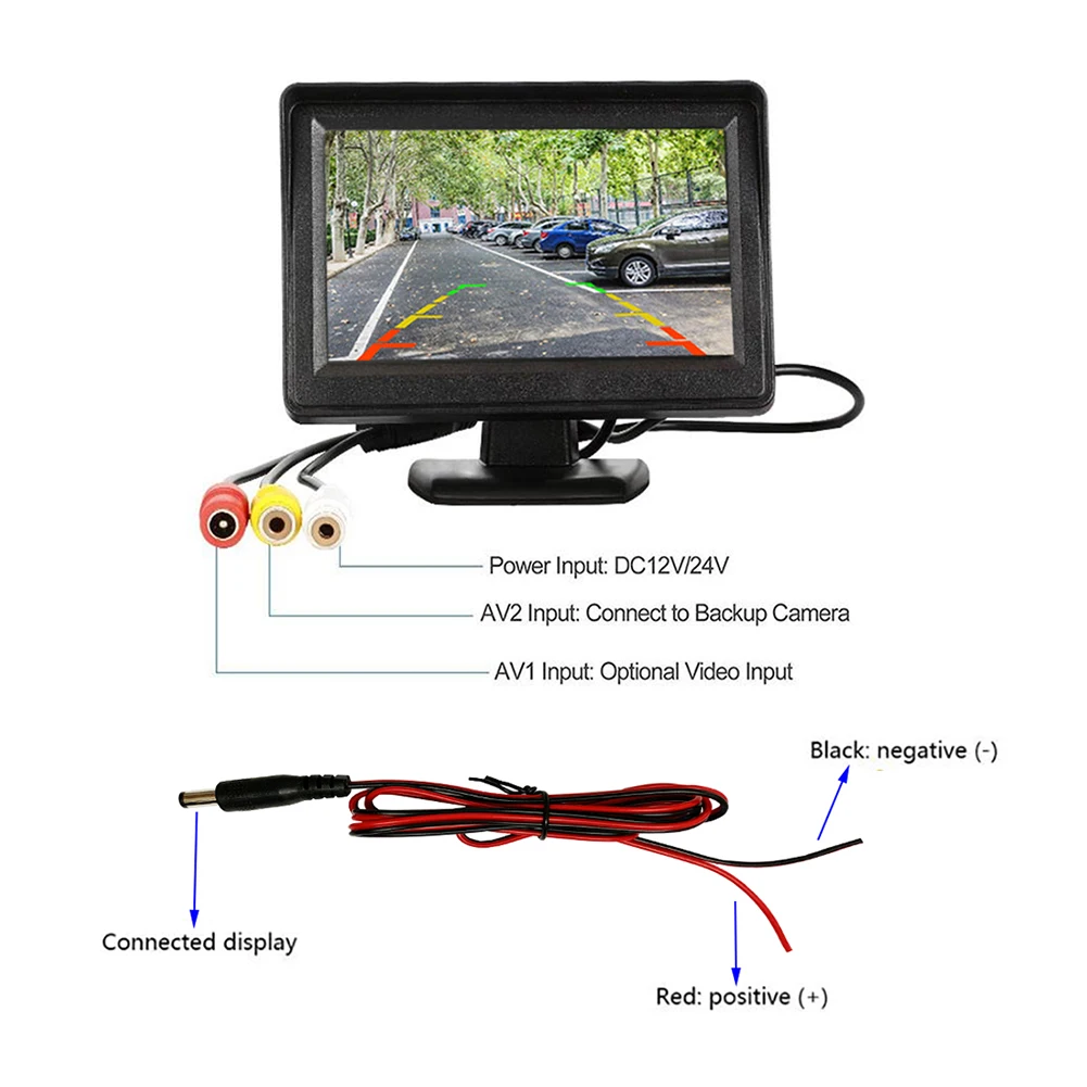 Schermo di retromarcia per auto per kit vista posteriore ABS nero telecamera di parcheggio retromarcia DC 9V-36V telecamera retrovisiva di backup display accessori auto