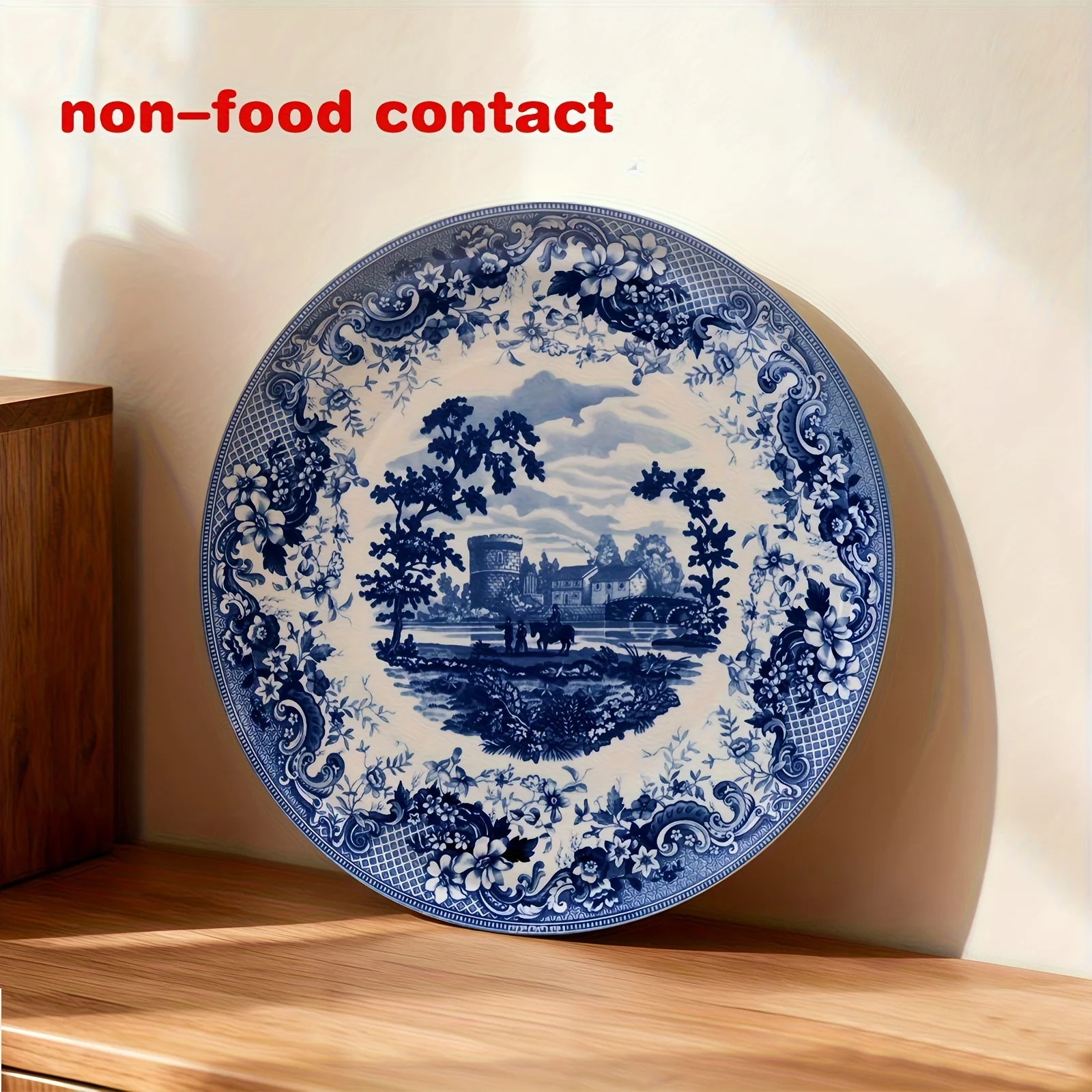 Traditional Chinoiserie Castle Ceramic Decor Plate - Hanging Wall Art ， Suitable for home, living room, study, and holidays