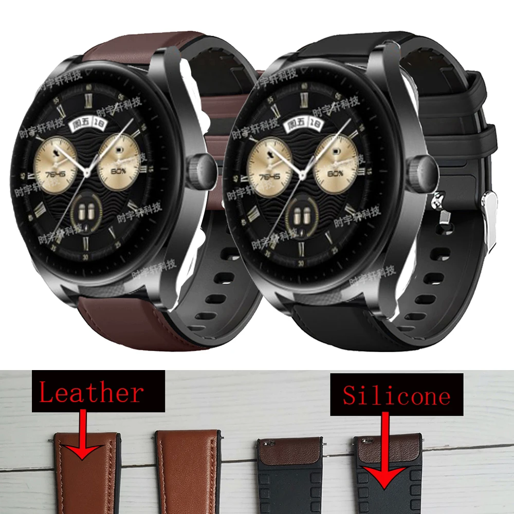 

20mm 22mm Leather Silicone Strap For Huawei Watch Buds Sport Band For Huawei Watch 3 4/GT 3 42mm 46mm/GT 2 Pro/2E Runner Correa