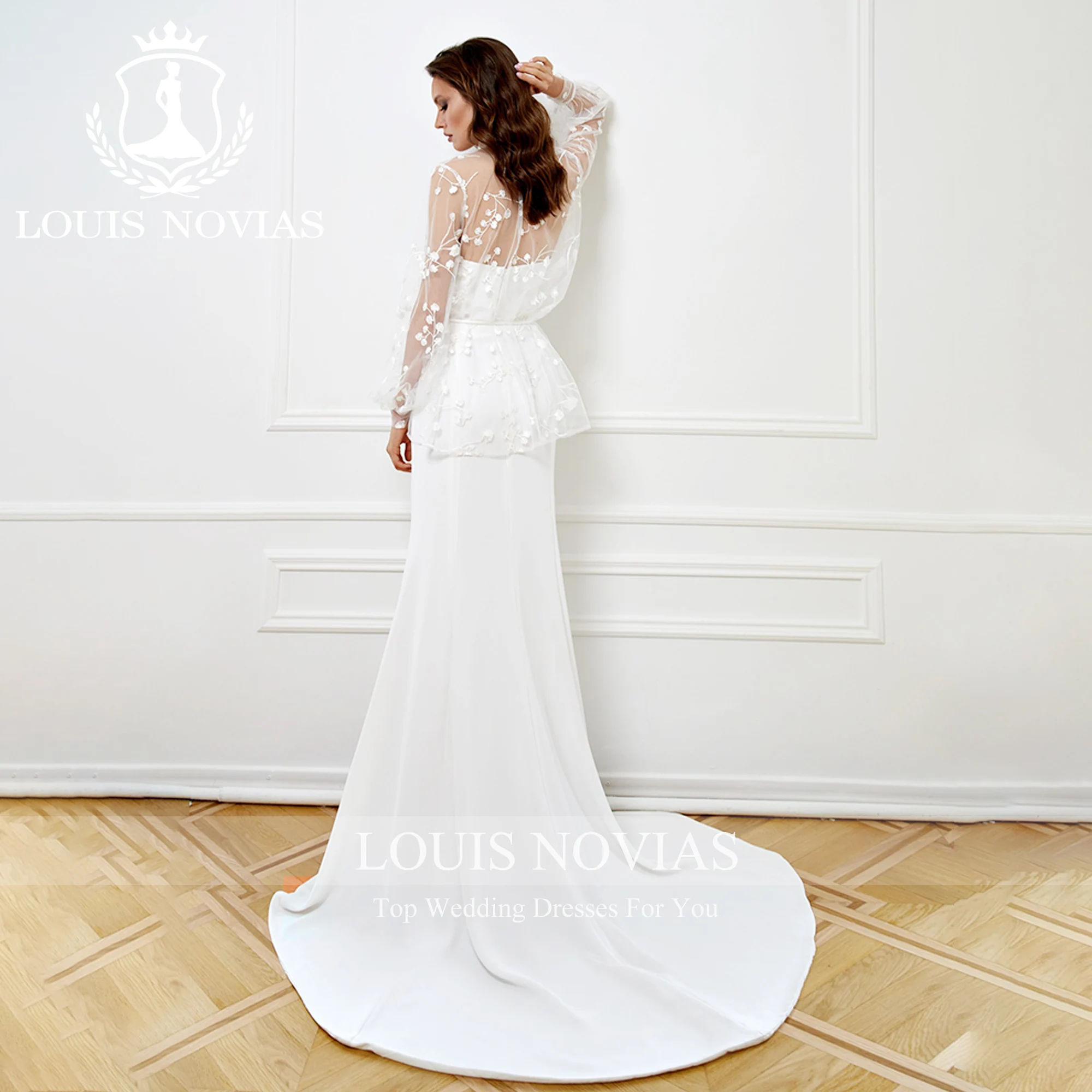 LOUIS NOVIAS vestido De Novia De sirena con chaqueta Sexy De ensueño sin tirantes drapeado cepillo tren vestido De Novia elástico Vestidos De Novia