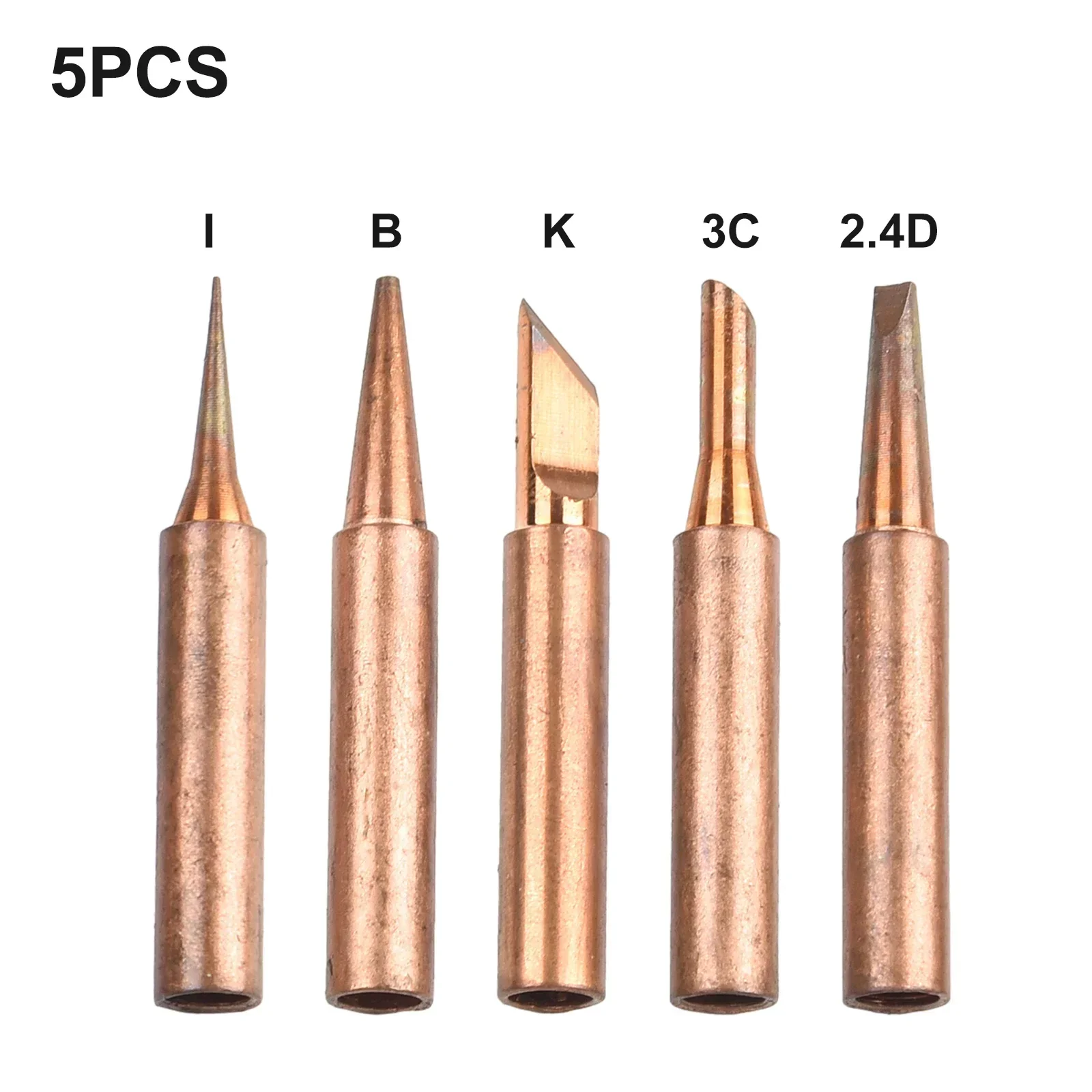 5pcs Professional Bit Copper Iron Tips Sets Soldering Tip Replacement Home Tool Accessories For General Welding Applications