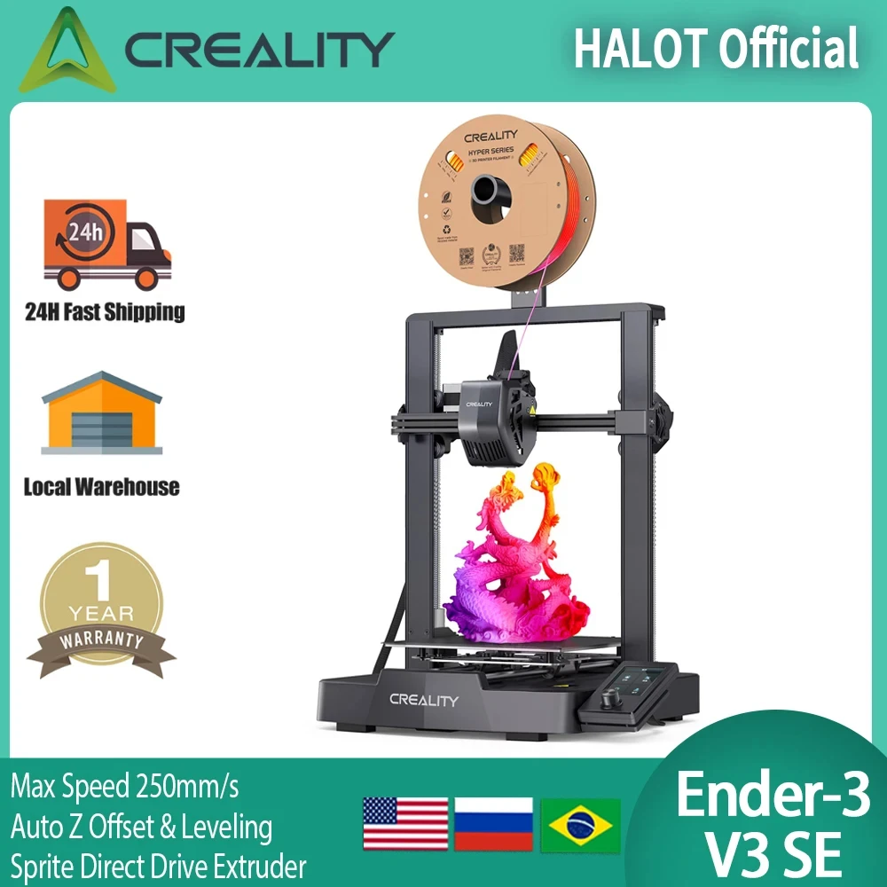 Creality Ender-3 V3 SE 3D Printer Worry-free Auto Leveling Sprite Extruder Dual Z-axis PC Spring Steel 250mm/s Fast Printing