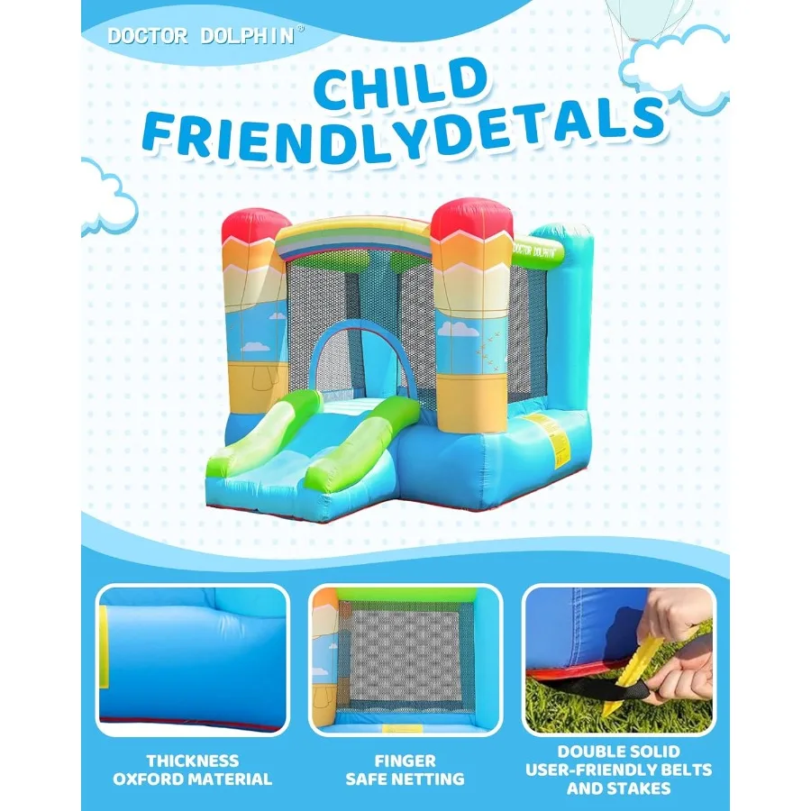 Maison gonflable pour enfants, maison gonflable avec souffleur intérieur extérieur, videur gonflable pour fête d'enfants (ballon à air chaud Th