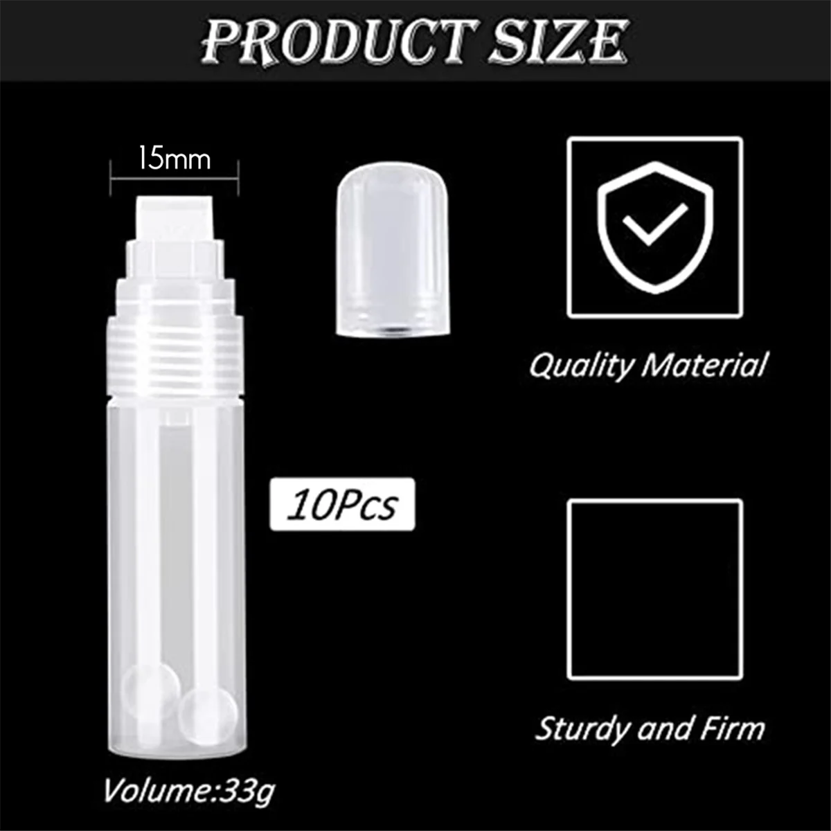 N82R 10 Pack Refillable Acrylic Paint Markers 15mm Empty Acrylic Markers Clear White Paint Marker Pens for Rock Painting Wood