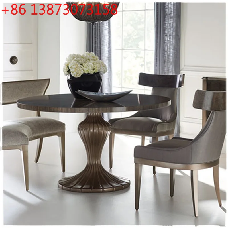 American rural solid wood dining table modern simple living room dining table Nordic Hong Kong light luxury 1 meter 3 large roun