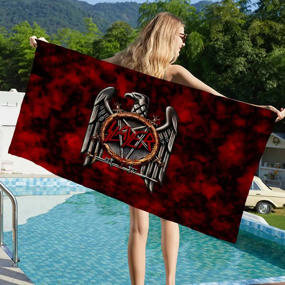 S-Slayer Heavy Metal Band Bath Towel Microfiber Soft Water Absorbing Breathable For Girl Kids Decorative Cartoon Beach Towel