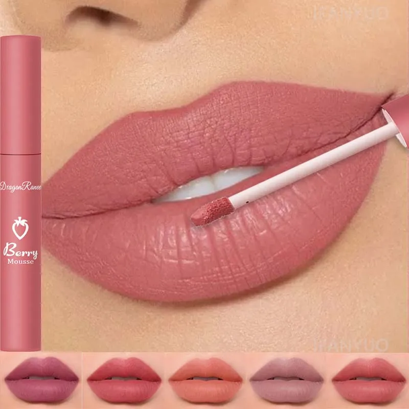 12 Farben Flüssiger Lippenstift Nude Matt Sexy Wasserfest Langanhaltender Lipgloss Feuchtigkeitsspendender Samt Nicht-klebender Lip Glaze Make-up