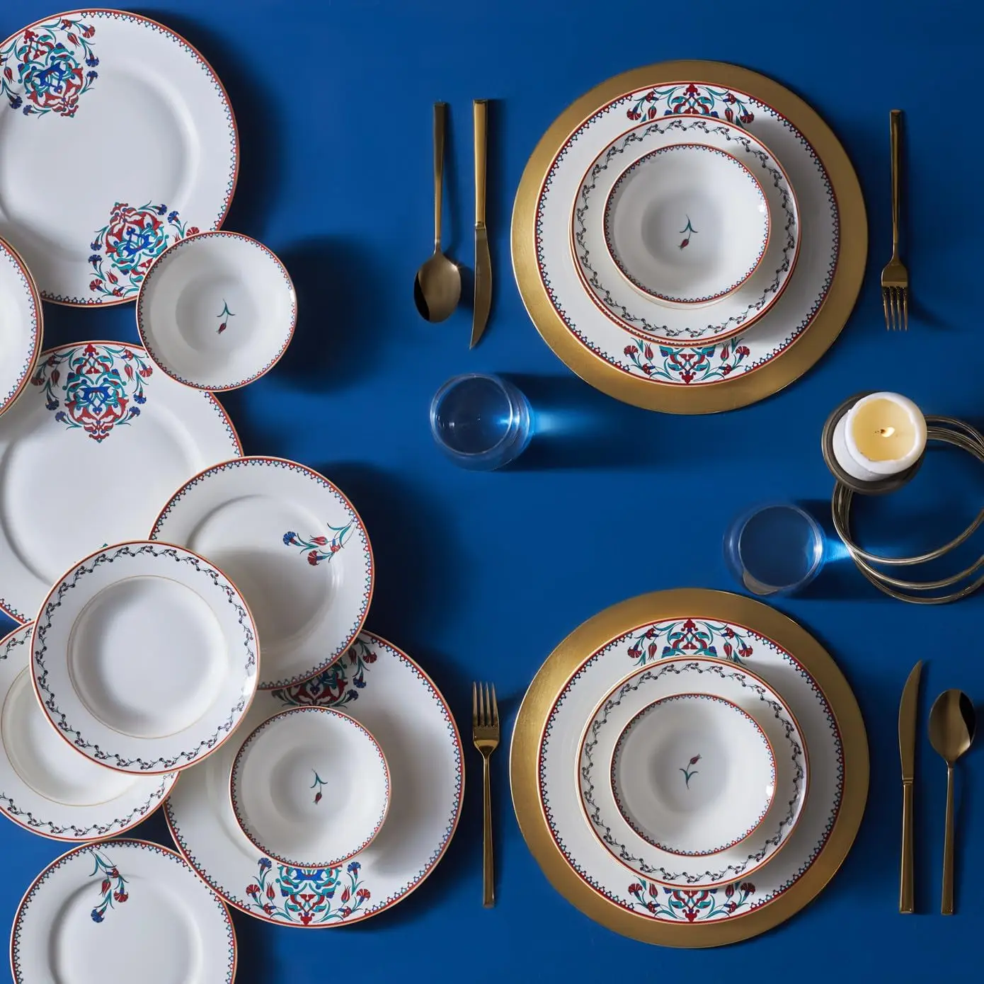 Conjunto de jantar de porcelana Nakkas de 24 peças para 6 pessoas, design exclusivo, louças e pratos, ocasiões diárias e especiais, chique e ele