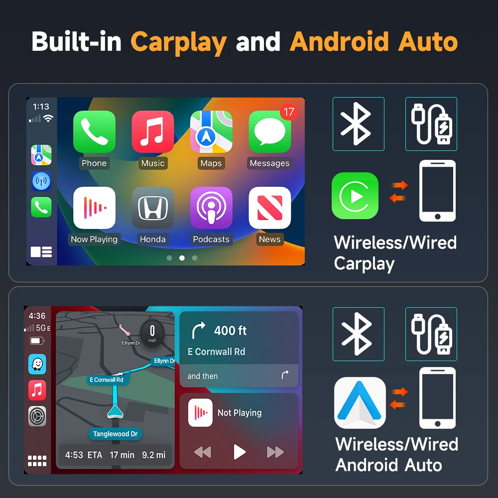 BEPOCAM Carplay Mini กล่อง ZC12 Wireless CarPlay Android อะแดปเตอร์อัตโนมัติ WIFI 2.4G และ 5.8GHz สําหรับ Mazda Toyotal Peugeot Volvo Kia Spotify