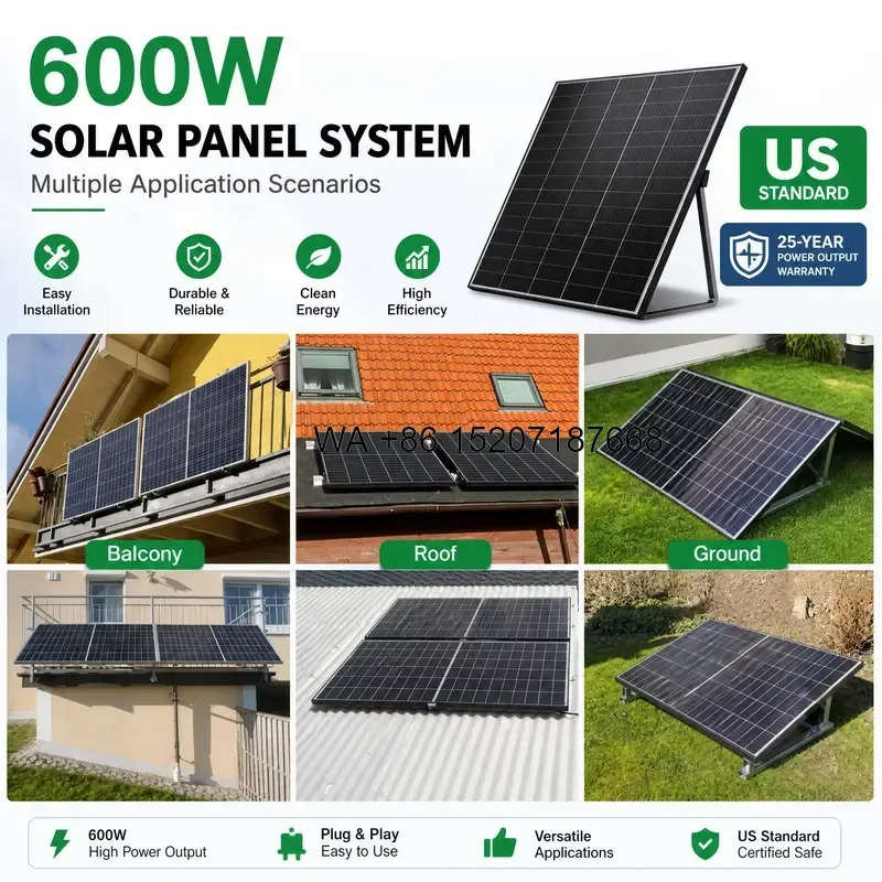 Wmwmnu Wholesale 600W Balcony Solar Power System Grid Tie Micro Inverter Solar Kit Balkonkraftwerk Plug and Play