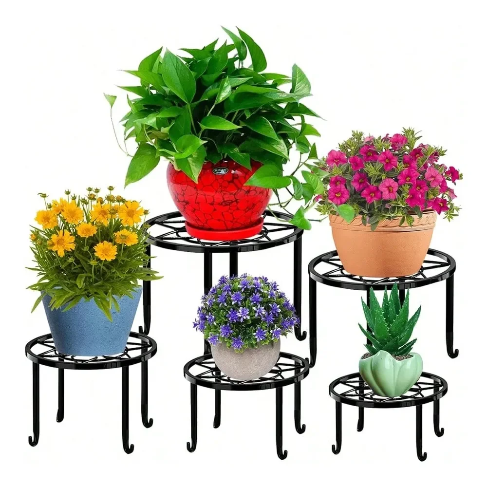 

Pack Metal Plant Stands,Heavy Duty Potted Holder For Flower Pot,Indoor And Outdoor Metal Rustproof Iron Garden Container Round