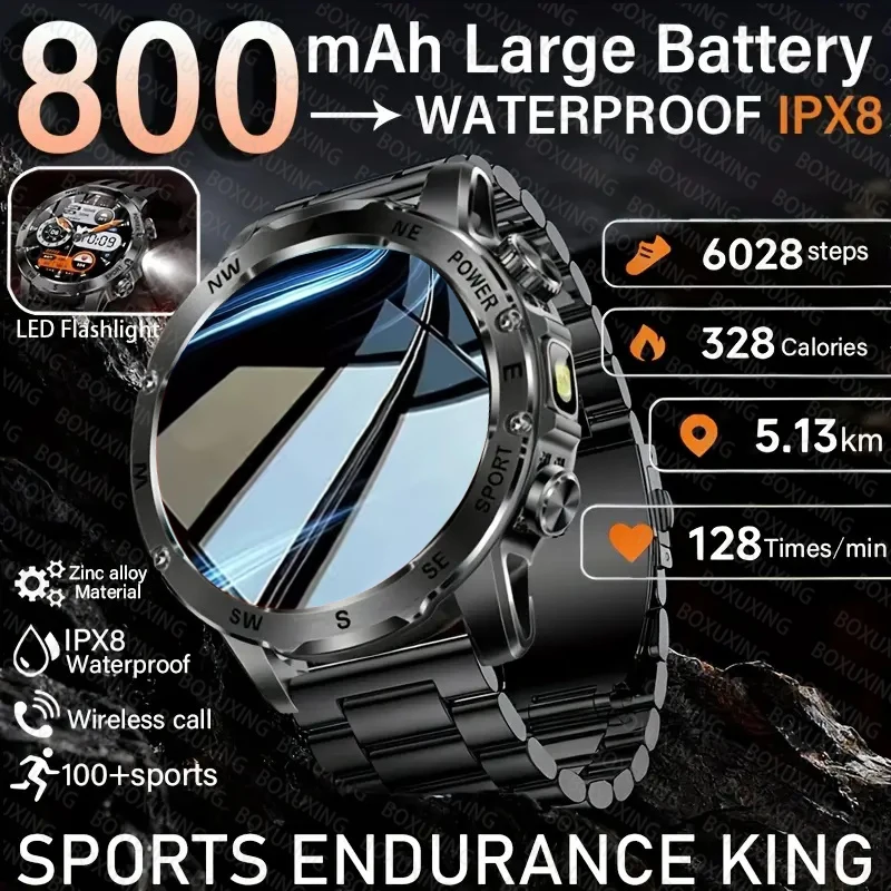 

T-Rex 3 уличные военные 800 мАч аккумуляторные умные часы мужские светодиодные фонарики IP68 водонепроницаемые умные часы с пульсометром для спорта и фитнеса