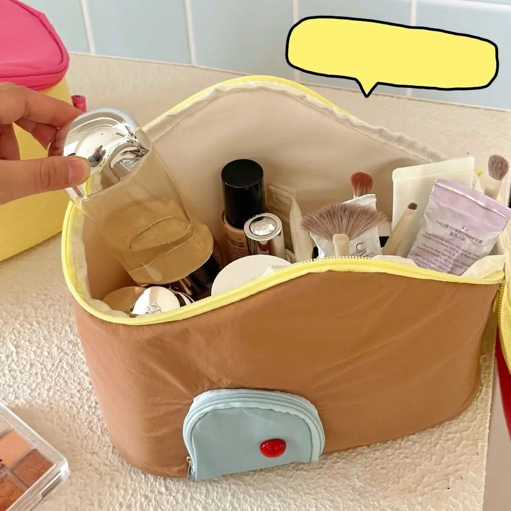 Waterproof Handheld Makeup Bag Nylon Cartoon House Shape Cosmetic Bag Multifunctional Clutch Bag Skincare Storage Bag Outdoor