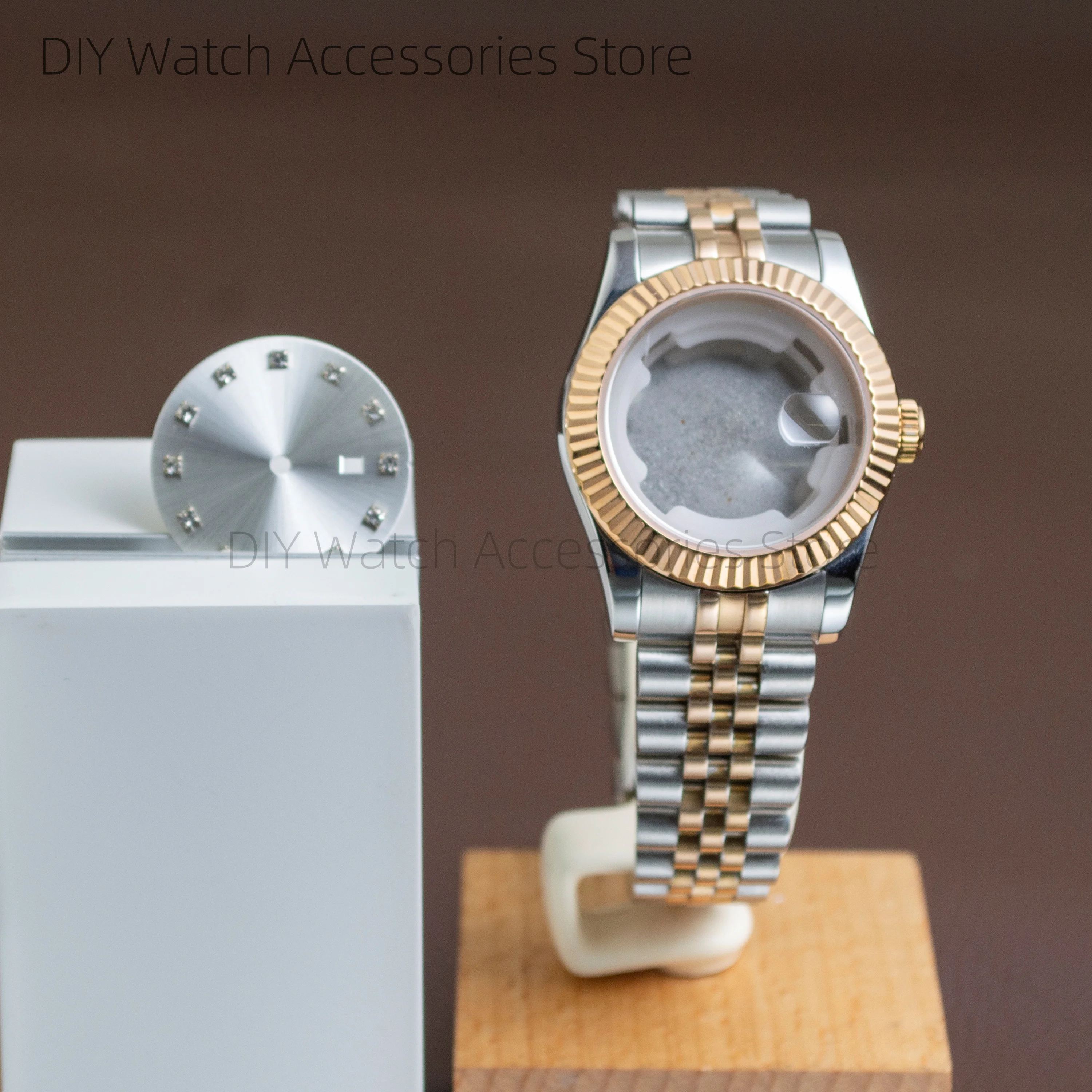 

33mm Watch Case Strap Women's Watch Case 316L Stainless Steel Jubilee Bracelet Sapphire Glass for NH05 NH06 Movement