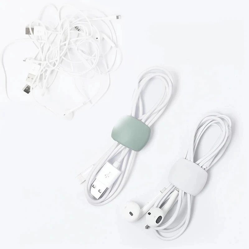 

Simple Round Clip USB Charger Cable Winder Desk Tidy Organizer Wire Cord Lead Wrap Fixer Random color mixing 5/10PCS