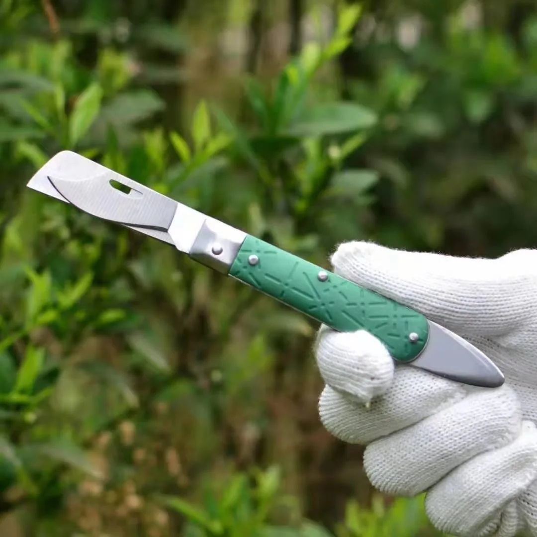 Dual Blade Grafting Knife Multi-Functional Stainless Steel Garden Pruning Knife Foldable Budding Tool Fruit Tree Plant Grafting