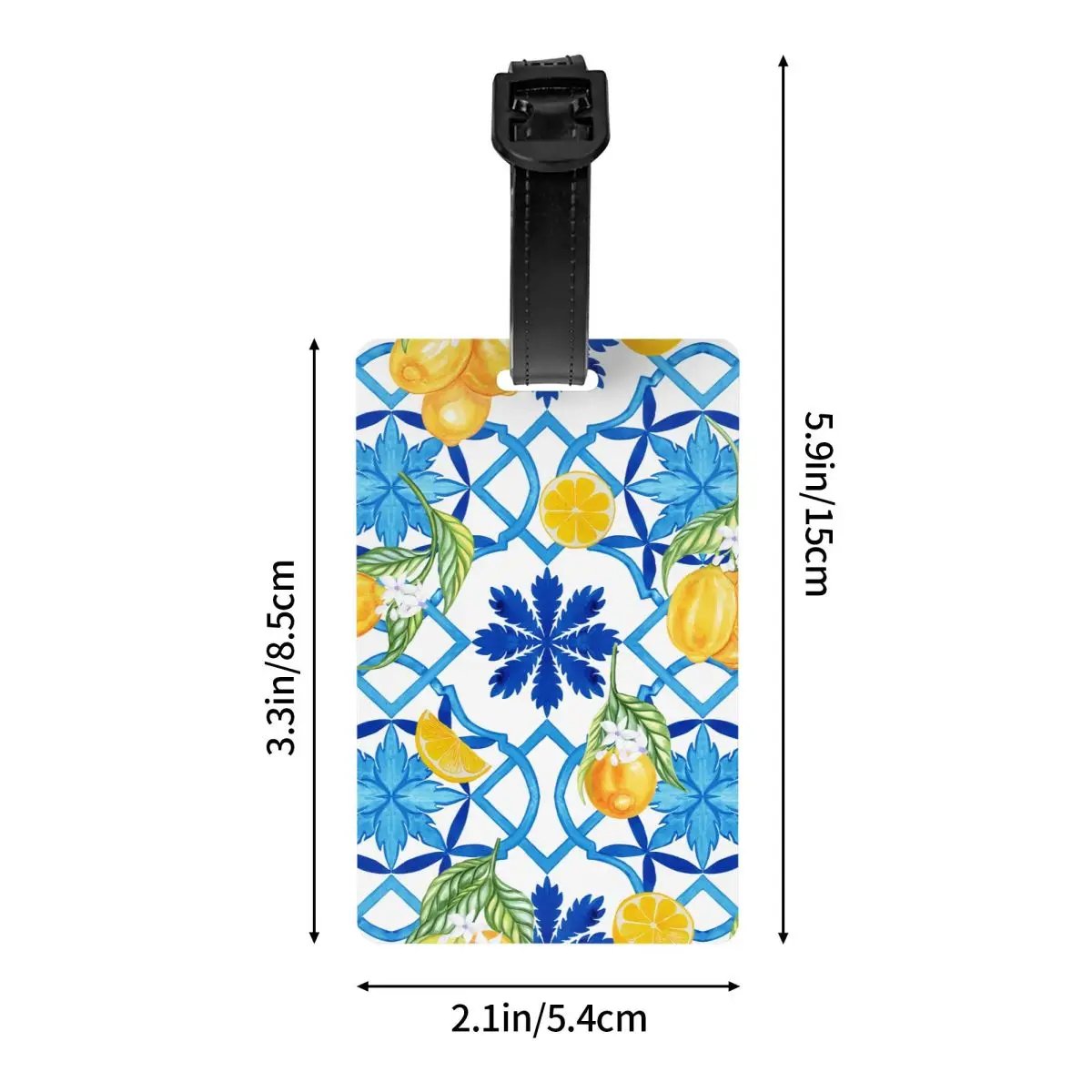 Custom Sicilian Tiles Summer Fruit Oranges Lemons Luggage Tag Suitcase Baggage Privacy Cover ID Label