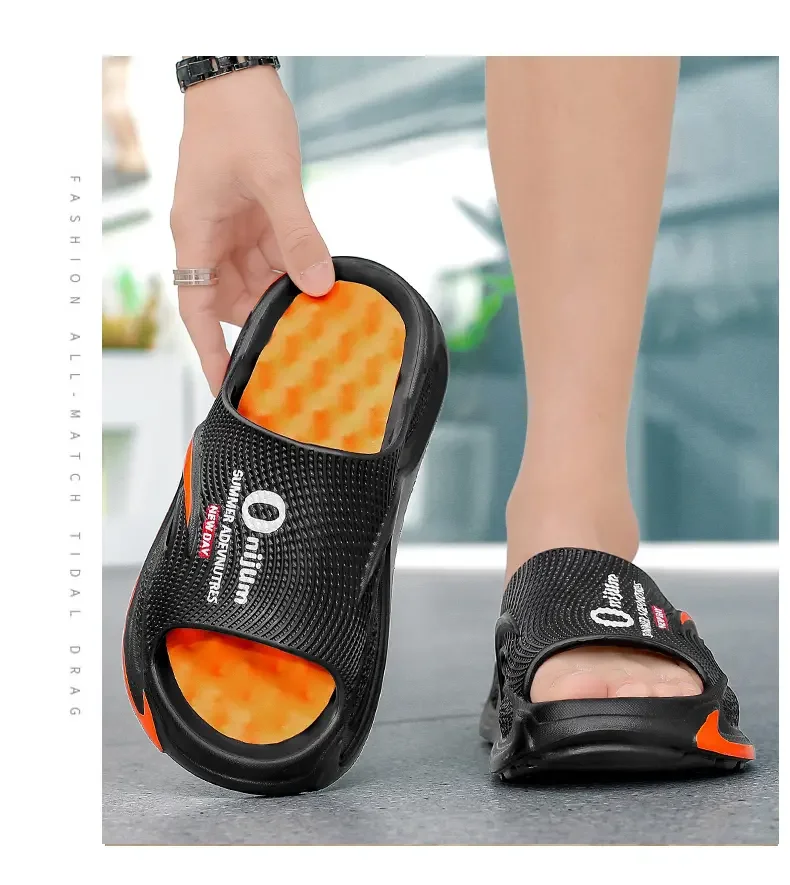 Sommer-Outdoor-Bekleidung für Damen und Herren: Dickbesohlte, geruchsabweisende und rutschfeste Herren-Slipper, Zweifach-Tragbare Strand-Sandalen und -Slipper – Detail 10