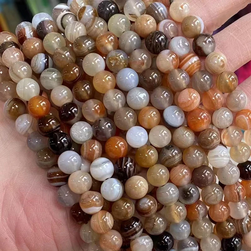 Natural Stone Yellow Botswana Agates Round Beads For Jewelry Making Strand 15 Inch DIY Jewelry Accessorries Bead 6 8 10mm