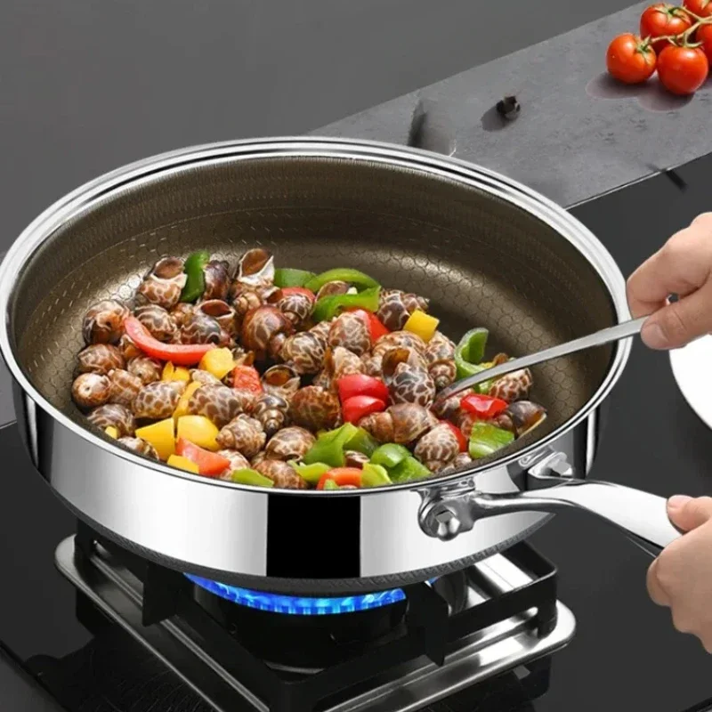316 Stainless Steel Titanium Honeycomb Pan Uncoated Non-stick Frying Pan Universal Gas Induction Cooker