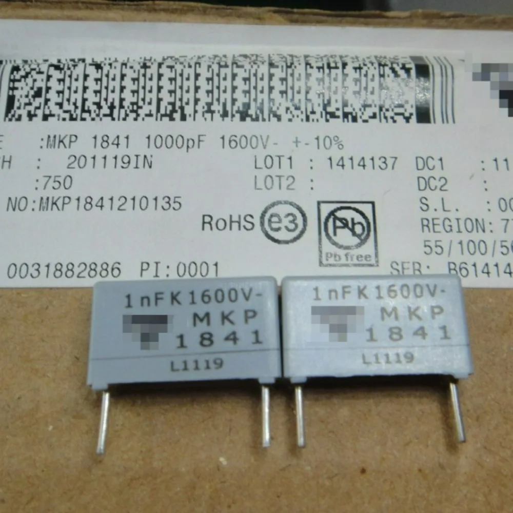

10PCS MKP1841 0.001uf/1600V 1.0nf 1000pf 1nf New 15mm Film Capacitor