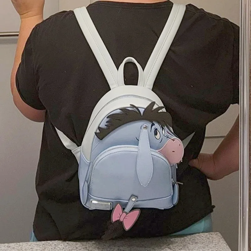 Eeyore Winnie The Pooh Cosplay Womens Backpack Snap Flap Clutch Leather Wallet Mini Backpack view 6