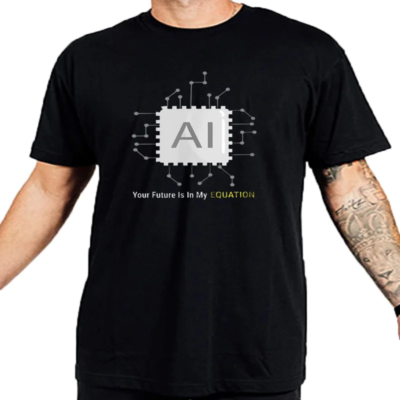 T-Shirt unisexe en coton imprimé, module intelligence artificielle AI, cadeaux geek, design original, streetwear d'été