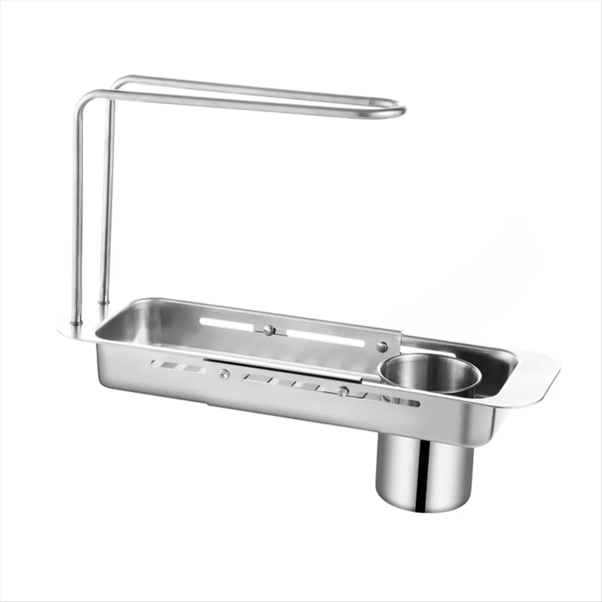AB09 Stainless Steel Draining Rack Expandable Sponge Holder for Kitchen Sink Dish Drying Rack for Kitchen Counter C