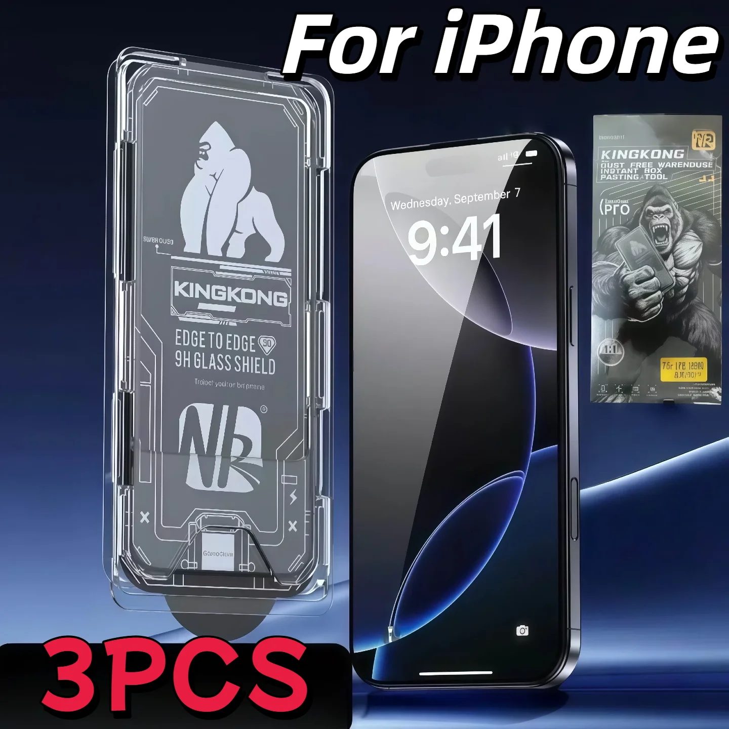 3PCS For iPhone 17/16/15 Pro Gorilla Dust-Free Case Full-Scr