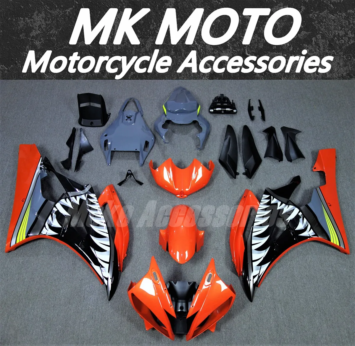 

Motorcycle Fairings Kit Fit For R6 2006-2007 Bodywork Set Abs Orange red concrete grey Shark