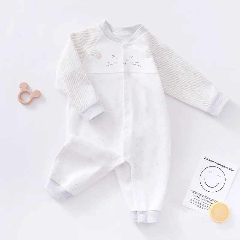 Granular Bear Baby Bodysuit Baby Clothes Long Sleeve Boneless Hidden Button Newborn Climbing Clothes Spring and Autumn