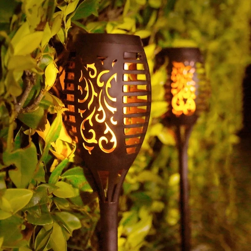 LED Solar Flame Lamp Camping Outdoor Waterproof Landscape Lawn Lamp Dancing Flicker Lights For Garden Decor