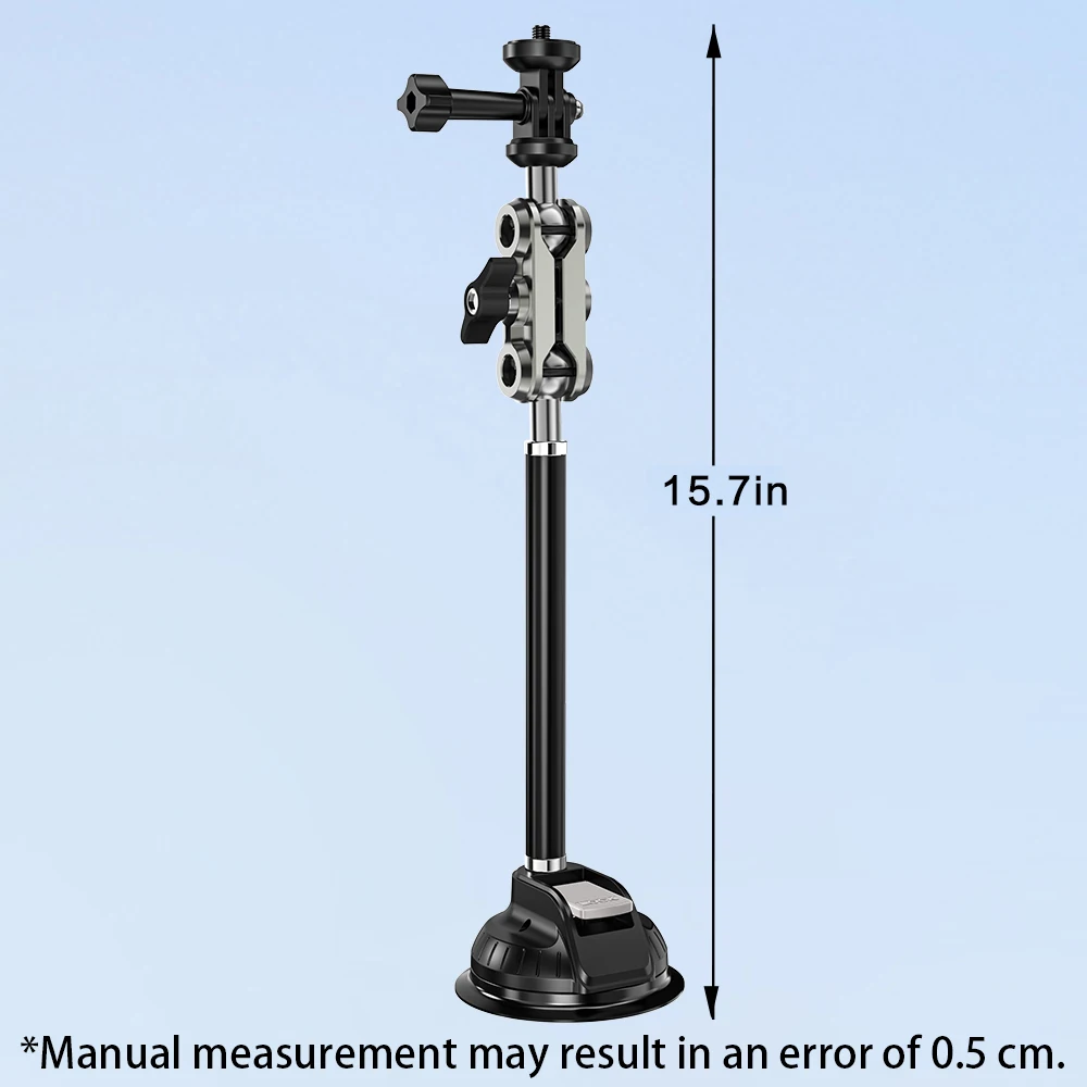 LRBH Upgraded Car Suction Cup Mount for DJI OSMO Pocket 3, 80mm AntiShake, Telescopic Rod, 360°, Fits Sport Cam & Phone, 1/4Port