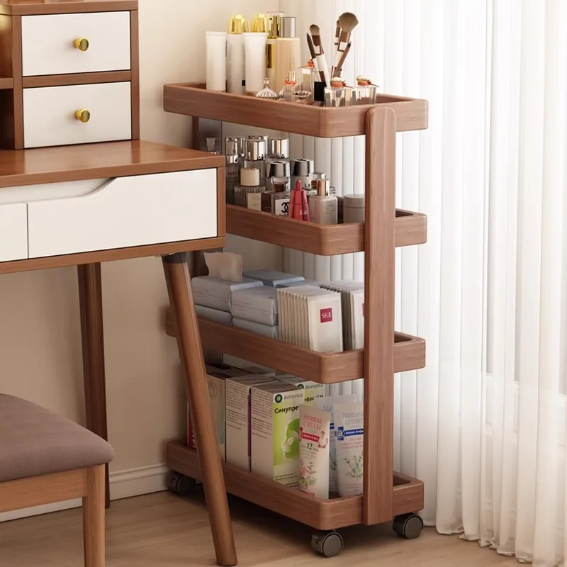 Cosmetic storage cabinet, small cart, dresser, skin care shelf, floor-to-ceiling movable multi-layer snack rack with wheels