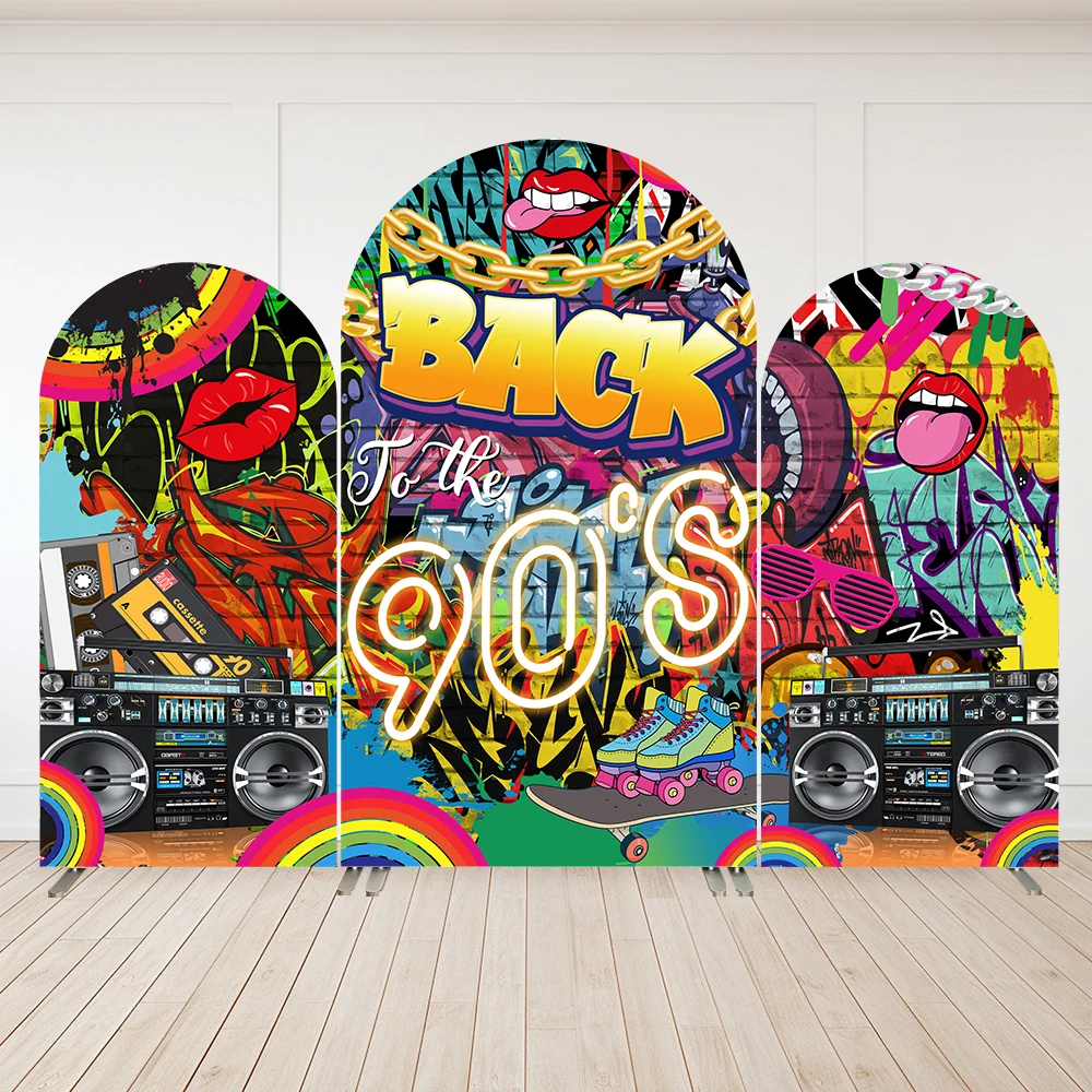 Graffiti Wall Arch Backdrop Hip Hop Back to 90s Chiara Arched Wall Photo Background Birthday Party Banner Supplies