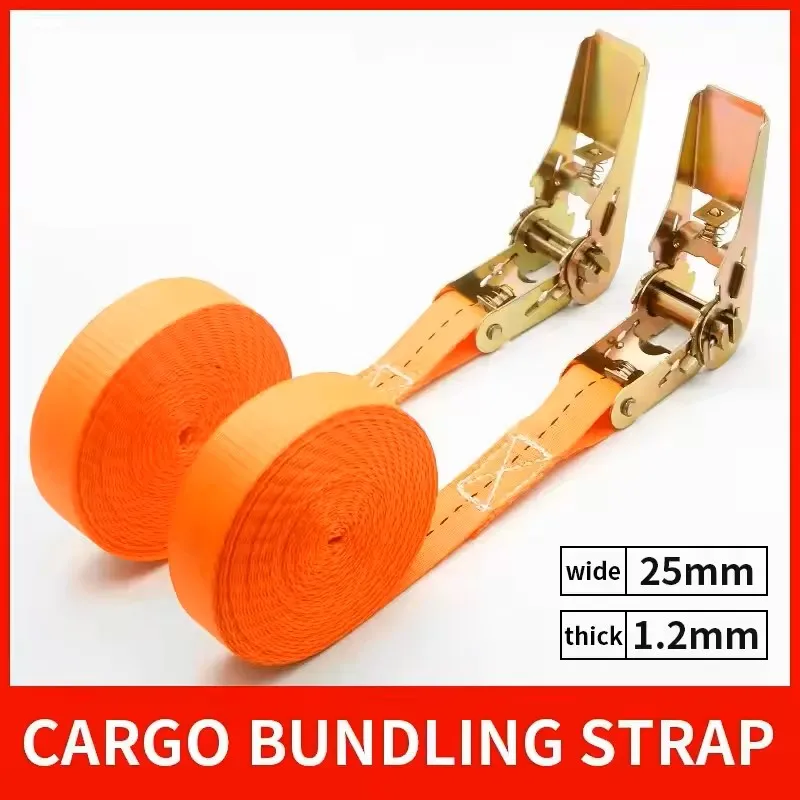 Heavy Duty Metal Buckle Tie-Down Cargo Straps for Car and Truck - Strong Ratchet Belt for Secure Luggage and Cargo Transport