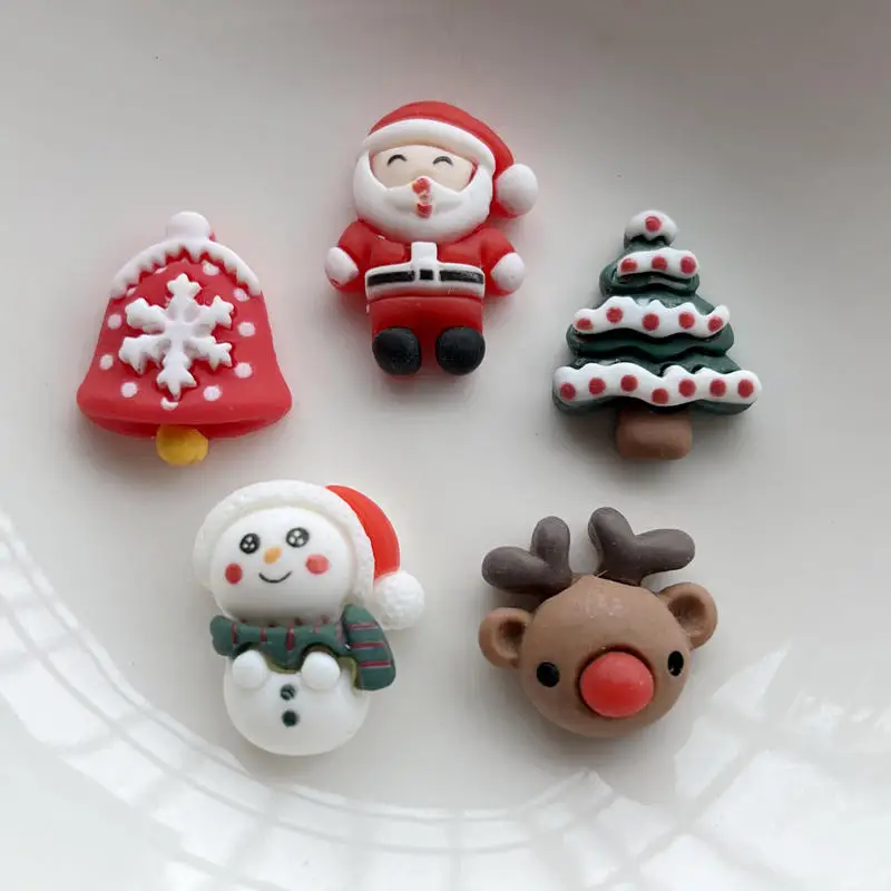 10Pcs New Cute Mini Christmas Collection Series Resin Flatback Cabochon Scrapbook Kawaii Embellishments Accessories