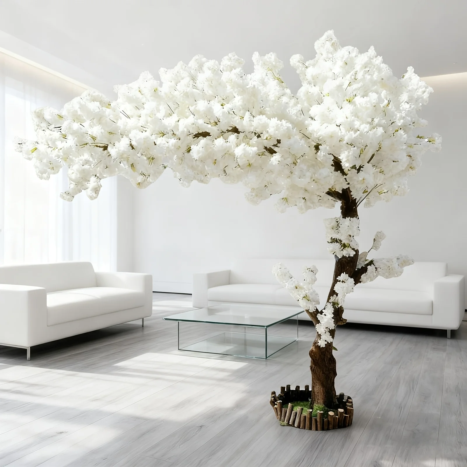 Artificial Cherry Blossom Tree, Handmade Light Pink White Fake Flowers Trees for Indoor Outdoor Living Room Home Office Shopping Mall Hotel Restaurant Party Wedding Christmasthanksgiving Decoration view 6