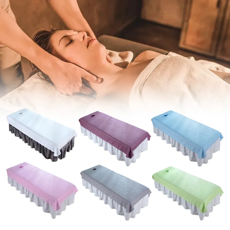 New Massage Table Bed Fitted Sheet Elastic Full Cover Rubber Band Massage SPA Treatment Bed Cover with with Face Breath Hole