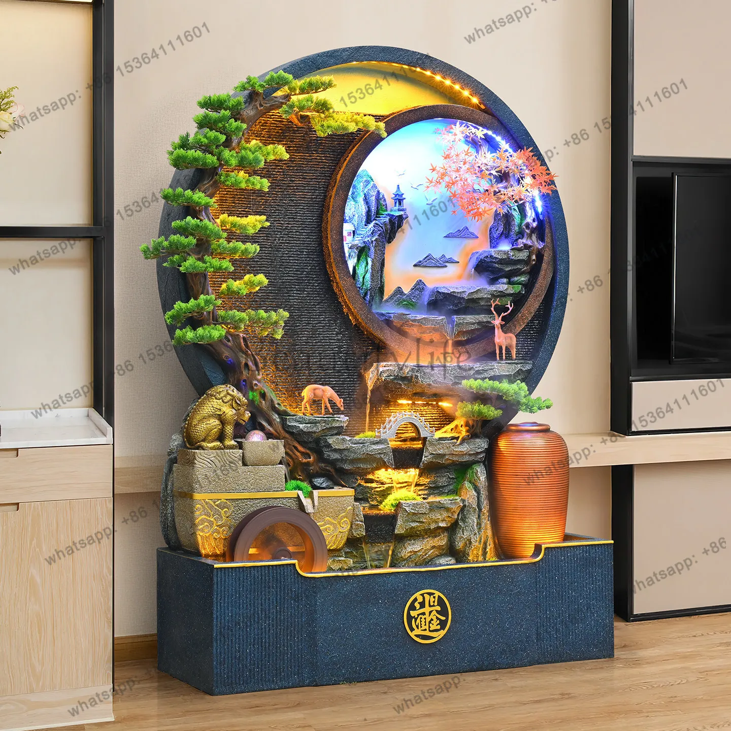 Screen ornament company, living room entrance, Pixiu feng shui wheel partition, housewarming opening ceremony